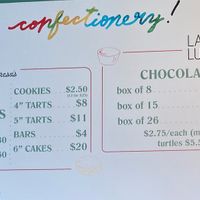 Wall menu at Confectionery! in New York City