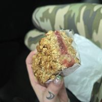 Strawberry rhubarb oat bar from Laurelle's at Granville Island Public Market in Vancouver