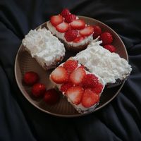 Cream bread customized with added strawberries at Haemil Bakery in Seoul