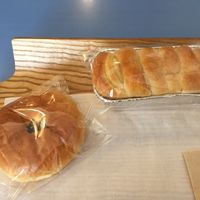 Sweet potato bread and sweet red bean roll at Haemil Bakery in Seoul