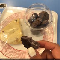 chocolate sand cookies is i think what they were called, and a raspberry scone! at Haemil Bakery in Seoul