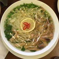 98czk pho! it's about £3 and you cant eat it on your own at Loving Hut in Prague
