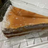 coconut karamel cake at Loving Hut in Prague