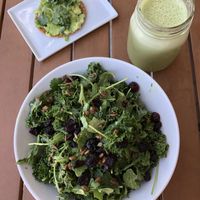 Kale Salad, Vegetable Cracker and Matcha Latte at Green Table  in Santa Barbara