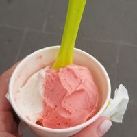I forgot to take a pic before I started eating it. Strawberry and banana sorbet. at The Gelatist in Rome