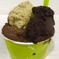 Pistachio, chocolate, and dark chocolate. All vegan! 💕 at The Gelatist in Rome