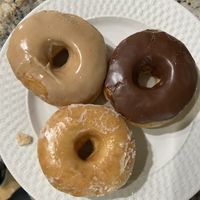 Maple, chocolate, and glazed - all vegan and delicious!   at Family Donuts & Deli in Carmichael