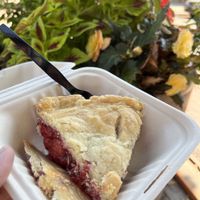 Raspberry Rhubarb pie  at Shuswap Pie Company in Salmon Arm