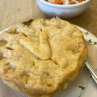 Curry veggie pie with slaw and vegan dressing   at Shuswap Pie Company in Salmon Arm