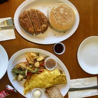 Omelette and chicken with pancakes  at TVJ Kitchen - West LA in Los Angeles