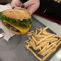 Black bean burgerrs  at TVJ Kitchen - West LA in Los Angeles