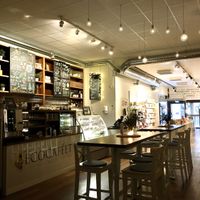 Cozy cafe interior with lovely seating options, eco snacks, warm meals, and love! 💕 at Ecocafeet in Ostersund