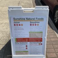 Menu board out front  at Sunshine Natural Foods in Grants Pass