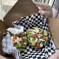 Mediterranean avocado toast at Glowing Plant Based Eatery in Los Angeles