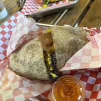 Tofu scrambled breakfast burrito #Veganuary at Glowing Plant Based Eatery in Los Angeles
