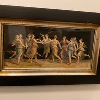 Among the abundance of art, this painting of the 9 muses adorns a bathroom at Iron Gate Cafe in Albany