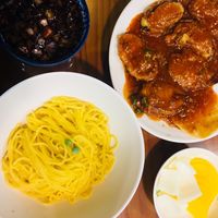 Jia Jang Mian + sweet and sour eggplant stuffed with tofu at Gawon - 가원 in Seoul