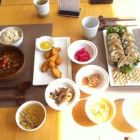 One appetizer, one soup and one roll menu.  at Vegenarang in Busan