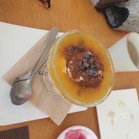 Vegan yoghurt dessert at Vegenarang in Busan