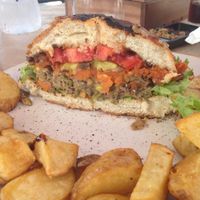 Half a veggie burger! at Namaste in Gialova