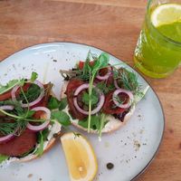 Vegan salmon bagel - very yum!! at Meatless District - Da Costabuurt in Amsterdam