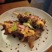 Spicy Oyster Mushrooms Skewers 👌 at Meatless District - Da Costabuurt in Amsterdam