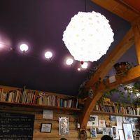 Many books at  at Alchemy Cafe in Dawson City
