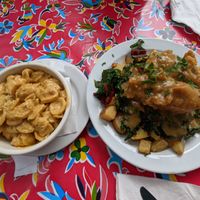 Mac and cheese, chickpea seitan steak at Sticky Fingers Diner in Washington