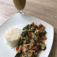 Veggies with rice, Apple juice   at Sattva by Govinda in Aguas Calientes