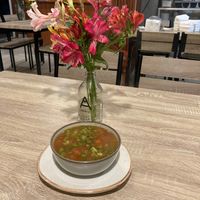 Vegetable soup at Sattva by Govinda in Aguas Calientes