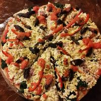 Pizza vegana at Sattva by Govinda in Aguas Calientes