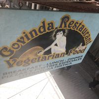 Sign hanging from the street at Sattva by Govinda in Aguas Calientes