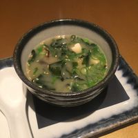 Miso Soup with mushrooms ans seaweed at Gees in Zermatt