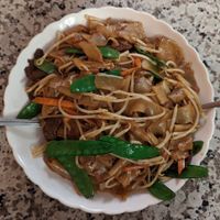 Veggie Beef Chow Fun at Yuan Su Vegetarian in Portland