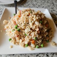 Bbq pork fried rice at Yuan Su Vegetarian in Portland