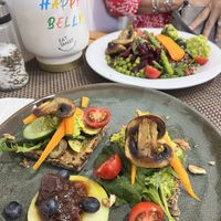 Vegan sandwich and plate of the day   at Happy Belly / Eat Smart in Tirana