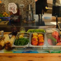 The fresh fruits and veggies at the counter    at Happy Belly / Eat Smart in Tirana