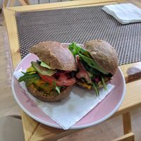 delicious sandwiches with avocado, potato, veggies... at Happy Belly / Eat Smart in Tirana