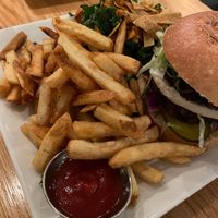 Royal with cheese (no longer a permanent menu item) and then half fries, half transformed kale caesar. at Pure Kitchen - Elgin in Ottawa