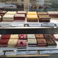 Vitrine with cakes at Sharp Sharp Food in Barendrecht