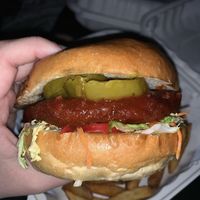 Vegan Nashville chicken sandwich  at Vauxhall in Huntington