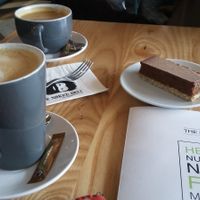 Vegan latte, Americano and raw snickers slice at The Naked Deli - Heaton in Newcastle Upon Tyne