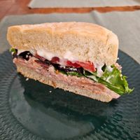 Jackfruit Sandwich (photo of half) at Green Beans in Lisbon