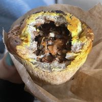 Bacon empanada, yummy! 😋   at Green Beans in Lisbon