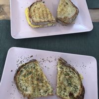 vegan toasties with cheese!! at Green Beans in Lisbon