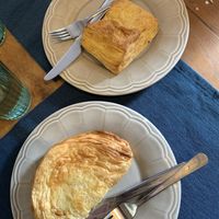 A soya pastry and a sausage pastry  at Green Beans in Lisbon