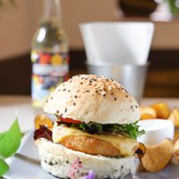 Fries Chicken Burger at Green Beans in Lisbon