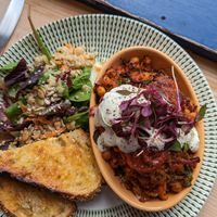 Haggis and sweet potato mash at Velocity Cafe in Inverness