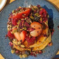 Chocolate and strawberry pancakes at Velocity Cafe in Inverness