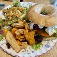 Pesto and squash bagel   at Velocity Cafe in Inverness